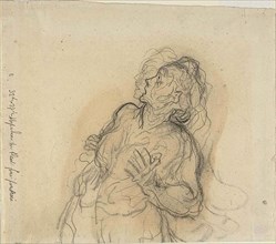 Frightened Woman, n.d., Honoré Victorin Daumier, French, 1808-1879, France, Charcoal, with black