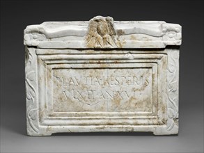 Cinerary Urn of Plautia Hesperis, 1st century AD, Roman, Italy, Marble, a (urn): 18.7 × 33.3 ×  31