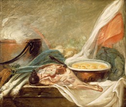 Still Life with Eggs and a Leg of Mutton, 1780/90, French School, France, Oil on canvas, 79.9 × 92