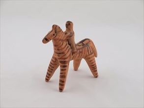 Statuette of a Horse and Rider, 575/525 BC, Greek, Boeotia, Dodona, terracotta, 11.4 × 13 × 5.6 cm