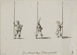 Drill with Raised Pike, plate six from The Military Exercises, published 1635, Jacques Callot