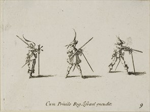 Firing the Musket, plate nine from The Military Exercises, published 1635, Jacques Callot (French,