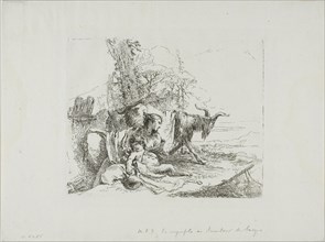 A Nymph with a Small Satyr and Two Goats, from Capricci, 1740/50, published 1785, Giambattista