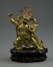 Protector Deity Begtse Chen, 19th century, Tibet or Mongolia, Tibet, Gilt copper alloy with traces