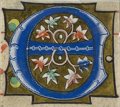 Decorated Initial E with Flowers from a Choir Book, 14th century or modern, c. 1920, European,