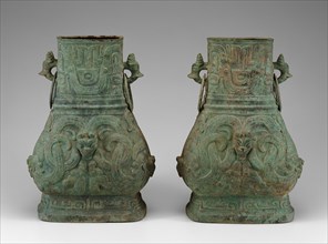 Paiar of Jars, Western Zhou dynasty (c. 1046–771 BC ), late 9th/8th BC, China, Bronze, 50.5 × 36.4