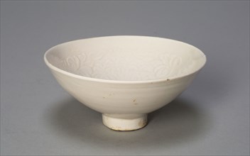 Conical Bowl with Peonies and Leaves, Song dynasty (960–1279), China, Ding ware, porcelain with