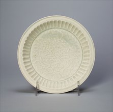 Dish with Peonies and Leaves, Song dynasty (960–1279), China, Porcelain with underglaze molded