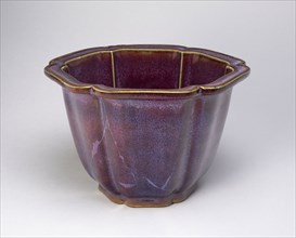 Lobed Flowerpot, Ming dynasty (1368–1644), 15th century, China, Jun ware, stoneware with opaque