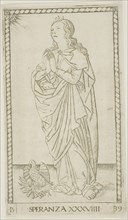 Hope, plate 39 from Genii and Virtues, c. 1465, Master of the E-Series Tarocchi, Italian, active c.