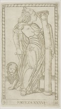 Fortitude, plate 36 from Genii and Virtues, c. 1465, Master of the E-Series Tarocchi, Italian,