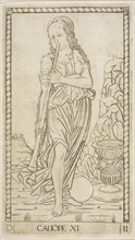 Calliope, plate eleven from Apollo and the Muses, c. 1465, Master of the E-Series Tarocchi,