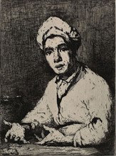 The Cook’s Recipe, 1878, Théodule Augustin Ribot, French, 1823-1891, France, Etching on cream laid