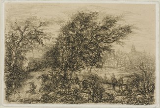 Trees Bending in the Wind, n.d., Rodolphe Bresdin, French, 1825-1885, France, Etching on buff China