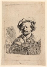 Self-Portrait in a Flat Cap and Embroidered Dress, c. 1642, Rembrandt van Rijn, Dutch, 1606-1669,