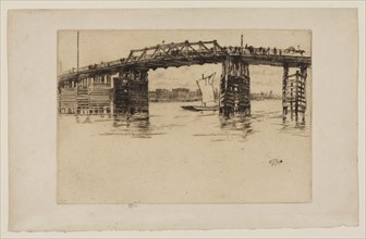 Old Battersea Bridge, 1879, James McNeill Whistler, American, 1834-1903, United States, Etching and
