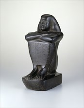 Statue of Shebenhor, Saite Period, Dynasty 26 (664–525 BC), Egyptian, Egypt, Basalt, 28 × 13 × 16.3