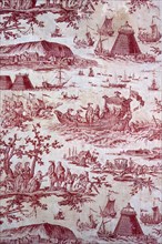 The Inauguration of The Port of Cherbourg by Louis XVI (Furnishing Fabric), c. 1787, Designed by