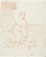Fisherman’s Family, c. 1883, Pierre Puvis de Chavannes, French, 1824-1898, France, Red chalk on