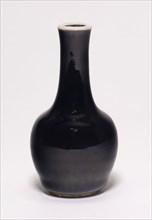 Miniature Bottle-Shaped Vase, Qing dynasty (1644–1911) or later, China, Porcelain with mirror black