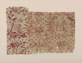Le Bastille Demolité (Fall of the Bastille) (Furnishing Fabric), c. 1790, England, Cotton, plain