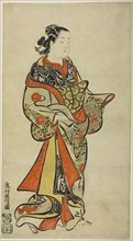 Standing Courtesan, 1710s, Okumura Masanobu, Japanese, 1686-1764, Japan, Hand-colored woodblock