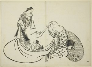 Daikoku revealing the contents of Hotei’s bag, no. 2 from the series of 12 prints, c. 1708, Okumura