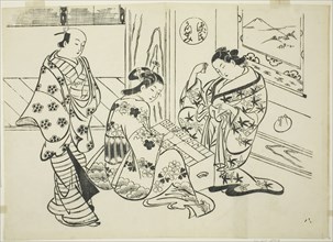 The Utsusemi Chapter from The Tale of Genji (Genji Utsusemi), from a series of Genji parodies, c.
