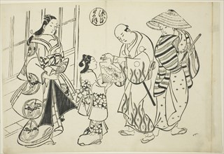 The Yugao Chapter from The Tale of Genji (Genji Yugao), from a series of Genji parodies, c. 1710,