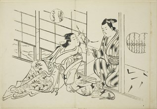 The Sakaki Chapter from The Tale of Genji (Genji Sakaki), from a series of Genji parodies, c. 1710,