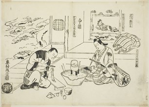 The Bamboo Flute and the Potted Tree (Shakuhachi hachi-no-ki), no. 12 from a series of 12 prints