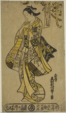 The Actor Arashi Wakano as a woman standing beneath a cherry tree, c. 1724, Okumura Toshinobu,