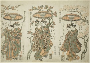 Sharing an Umbrella, A Set of Three (Aigasa sanpukutsui), c. 1755, Ishikawa Toyonobu, Japanese,