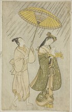 Parody of Komachi praying for rain, 1765, Attributed to Ishikawa Toyonobu, Japanese, 1711-1785,