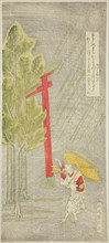 Night Rain at a Shrine, early 1760s, Kitao Shigemasa, Japanese, 1739-1820, Japan, Color woodblock