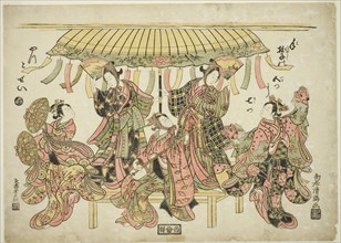 Entertainers, c. 1764, Torii Kiyomitsu I, Japanese, 1735-1785, Japan, Color woodblock print, oban,