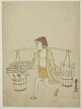 A water vendor, 1765, Suzuki Harunobu ?? ??, Japanese, 1725 (?)-1770, Japan, Color woodblock print,
