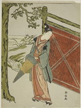 Young Man Holding Umbrella Beside a Fence, c. 1767/68, Suzuki Harunobu ?? ??, Japanese, 1725