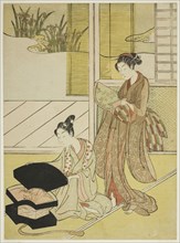 A Fan Peddler Showing his Wares to a Young Woman, c. 1765/70, Attributed to Suzuki Harunobu ?? ??,