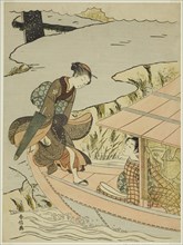 Girl Boarding a Boat, c. 1767/68, Suzuki Harunobu ?? ??, Japanese, 1725 (?)-1770, Japan, Color