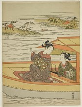 Two Beauties in a Boat, c. 1768, Suzuki Harunobu ?? ??, Japanese, 1725 (?)-1770, Japan, Color
