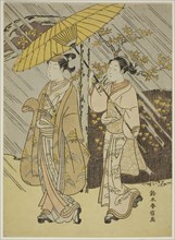 A Young Male Actor on Parade in Autumn Rain, c. 1765/70, Suzuki Harunobu ?? ??, Japanese, 1725
