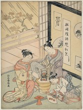 Burning Maple Leaves to Heat Sake, c. 1768, Suzuki Harunobu ?? ??, Japanese, 1725 (?)-1770, Japan,
