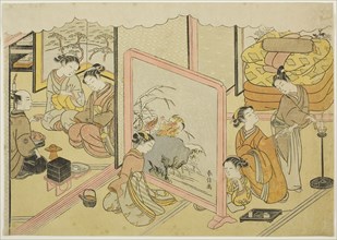 A Cup of Sake before Bed (Toko sakazuki), the sixth sheet of the series Marriage in Brocade Prints,
