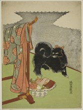 Black Dog, c. 1772/81, Isoda Koryusai, Japanese, 1735-1790, Japan, Color woodblock print, chuban,