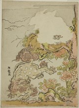 Chinese Lions and Peonies, c. 1772, Isoda Koryusai, Japanese, 1735-1790, Japan, Color woodblock