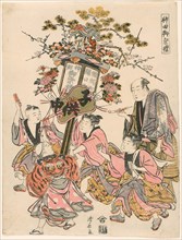 Carrying a Lantern Decorated with a Pavilion, Gohei, Flowers, and Fan (Sekiguchi-cho Rosoku-cho no