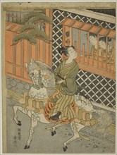 Young Samurai on Horseback, c. 1769/70, Isoda Koryusai, Japanese, 1735-1790, Japan, Color woodblock