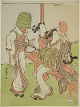 A Courtesan and Her Attendant Using Mirrors to Identify a Mendicant Monk, c. 1772, Isoda Koryusai,