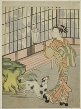 Courtesan Looking Back at Shadows on the Shoji, c. 1770, Attributed to Isoda Koryusai, Japanese,